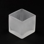 Square Frosted Glass Tea Light Candle Holder - Medium 5cm cube